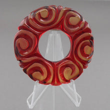 Load image into Gallery viewer, 1940s Authentic Bakelite Brooch Vintage Plastic Overdyed Resin Wash Apple Juice
