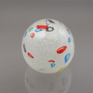 Antique 2.5" Art Glass Paperweight Millefiori on Frost White Layer