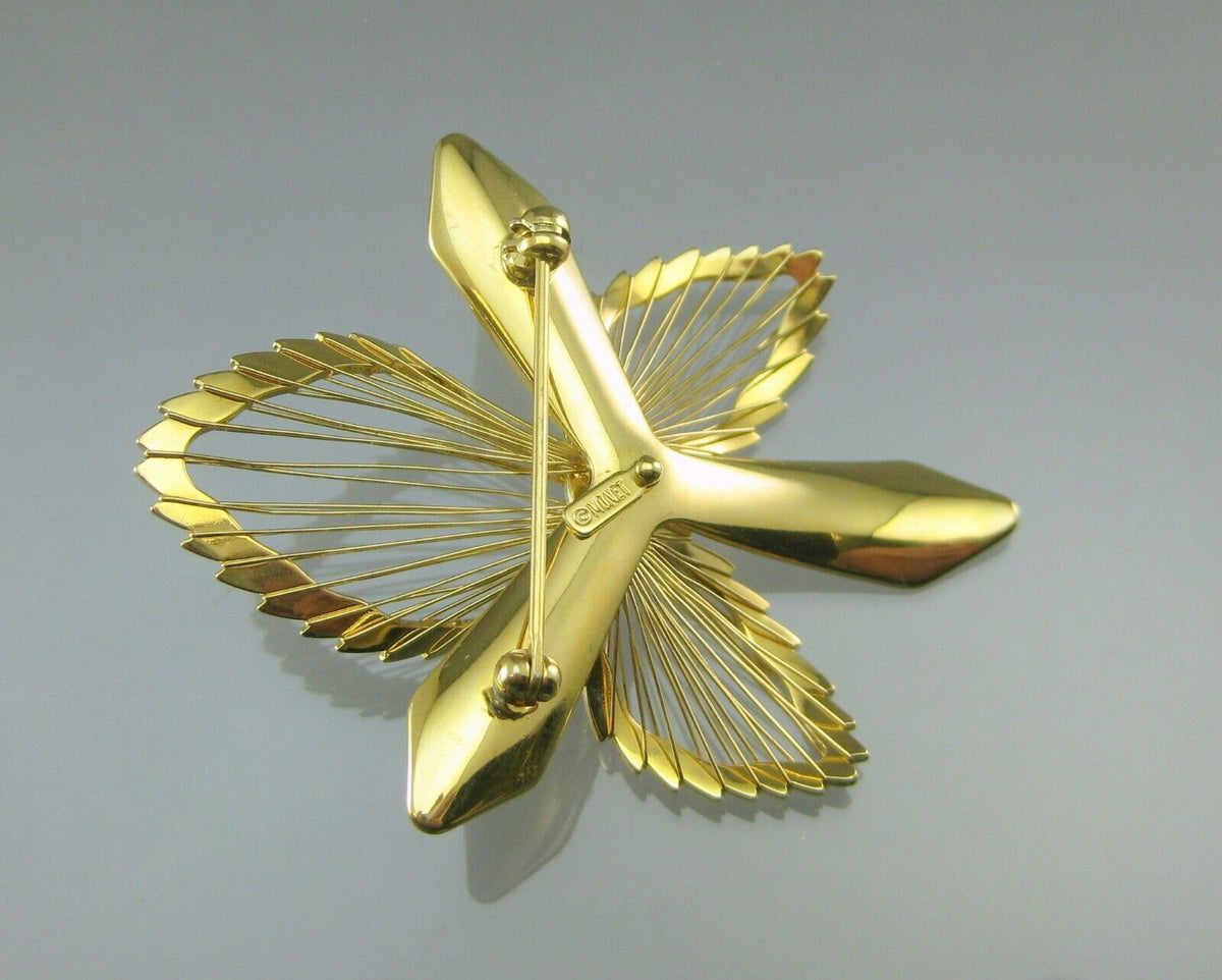 Large Vintage Modernist Design Brooch Signed Monet Gold Tone Pin – Lori  Bilodeau Antiques