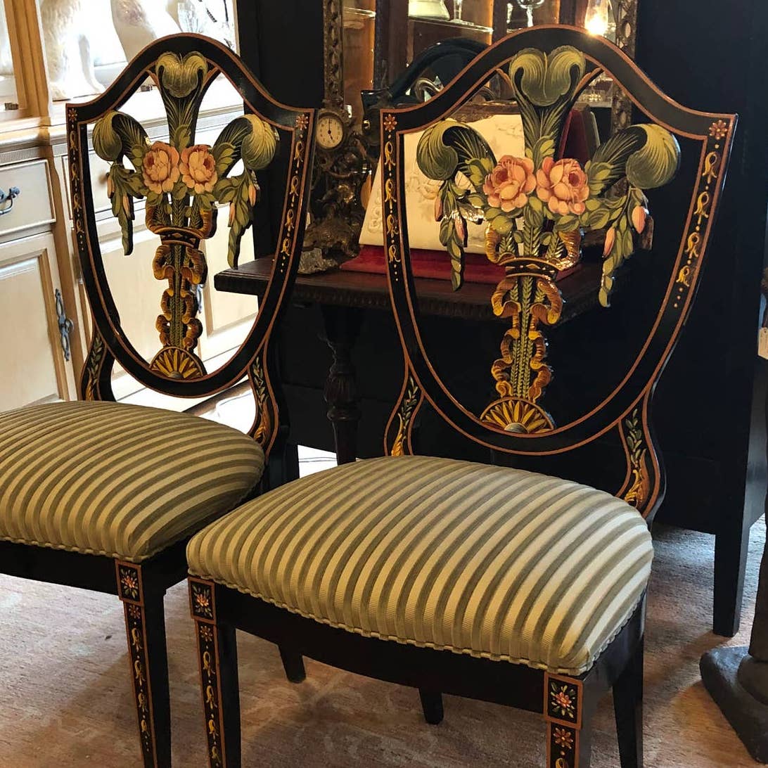 A Pair of Vintage Antique Reproduction Side Chairs - Hepplewhite Style –  Lori Bilodeau Antiques