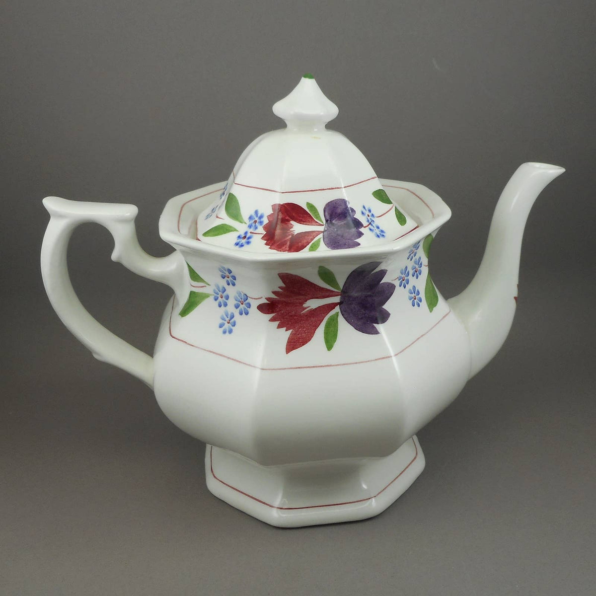 Vintage Adams Micratex Old Colonial English Ironstone Teapot England  Multicolor Floral Tea Pot