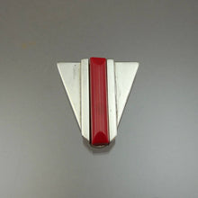 Load image into Gallery viewer, Vintage 1930s Art Deco Dress or Scarf Clip - Red Plastic, Silver Tone Metal - Arrow Design