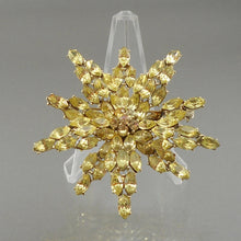 Load image into Gallery viewer, Large Vintage 1960s Star Brooch Pin - Yellow Rhinestones, Gold Tone Setting - Retro Costume Jewelry