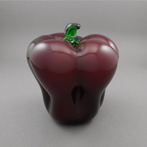 Pepper Paperweight Hand Blown Glass Purple Brown Green Vegetable Garden Theme
