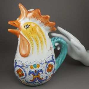 Excellent Vintage Cama Deruta Rooster Pitcher - 9.75" - Hand Painted Italian Art Pottery