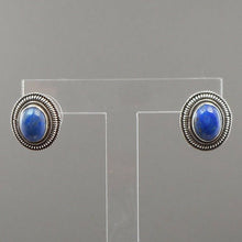 Load image into Gallery viewer, Vintage Lapis Lazuli Gemstone Sterling Silver Post Earrings Southwestern USA, possibly Navajo