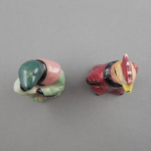 Load image into Gallery viewer, Pair of Vintage Anthropomorphic Porcelain Animal Figurines - Chicken and Lizard Dressed in Robes - Hand Painted Ceramic Statues