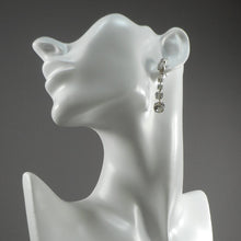 Load image into Gallery viewer, Pristine Vintage 1970s German Rhinestone Dangle Earrings - Silver Tone Pierced Post - Signed West Germany