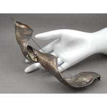 Load image into Gallery viewer, Silver and Copper Plated Brooch - Honey Locust Pod or Leaf - Lapel, Shawl or Cloak Pin - Signed JD, Artisan Crafted Jewelry
