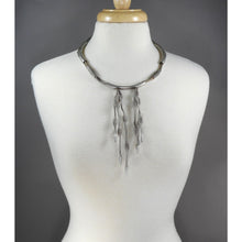 Load image into Gallery viewer, Vintage Sarah Cavender Jewelry Fringe Pendant Necklace - Braided Silver Tone Wire Mesh and Tubes - American Artisan - Handmade in USA