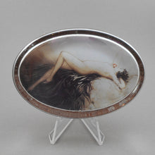 Load image into Gallery viewer, Vintage Glass Louis Icart Paperweight Art Deco Print - " Eve ", circa 1930 * - Woman with Apple - Hand Cast Glass Oval - Fine Art Collectibles - Gift for Icart Collectors