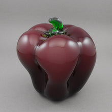 Load image into Gallery viewer, Pepper Paperweight Hand Blown Glass Purple Brown Green Vegetable Garden Theme