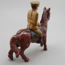 Load image into Gallery viewer, Antique or Vintage Cast Iron Toy - 3" h - Soldier on a Brown Horse Figure