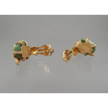 Load image into Gallery viewer, Vintage 1950s Kramer Clip On Earrings - Genuine Pearls, Jade, Gold Tone - Signed Designer Estate Costume Jewelry