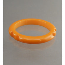 Load image into Gallery viewer, Vintage Authentic Carved Bakelite Bangle Bracelet - Butterscotch Yellow Gold Opaque Plastic - Simichrome Tested