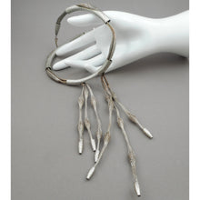 Load image into Gallery viewer, Vintage Sarah Cavender Jewelry Fringe Pendant Necklace - Braided Silver Tone Wire Mesh and Tubes - American Artisan - Handmade in USA