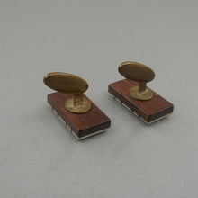 Load image into Gallery viewer, Vintage Mid Century Modern Cufflinks - Brushed Silver Tone Metal and Wood
