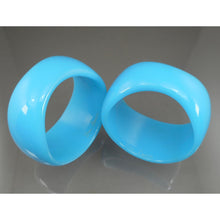 Load image into Gallery viewer, Pair of Vintage 1980s Signed Ben Amun Wave Design Bracelets - Blue Opaque Lucite Resin Plastic - Large Chunky Bangles