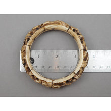 Load image into Gallery viewer, Vintage Carved Layered Cow Bone Bracelet - Elephant and Lion Figures - Handmade Bangle