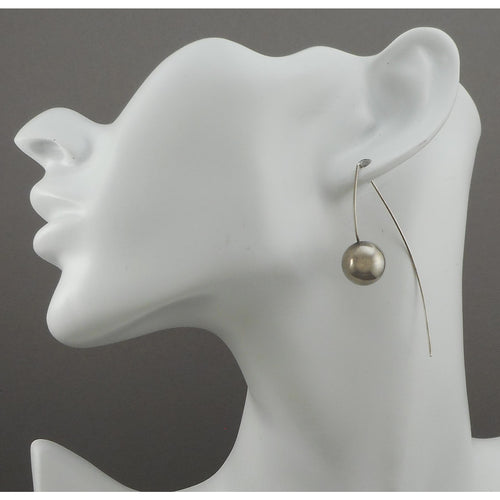 Vintage Handmade Sterling Silver Threader Earrings - Ball and Wire Minimalist Design - Artisan Crafted Studio Jewelry