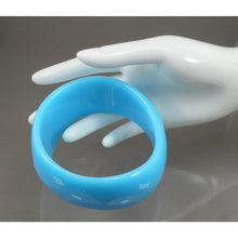 Load image into Gallery viewer, Pair of Vintage 1980s Signed Ben Amun Wave Design Bracelets - Blue Opaque Lucite Resin Plastic - Large Chunky Bangles