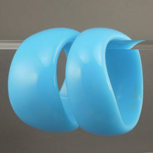 Load image into Gallery viewer, Pair of Vintage 1980s Signed Ben Amun Wave Design Bracelets - Blue Opaque Lucite Resin Plastic - Large Chunky Bangles