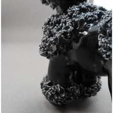 Load image into Gallery viewer, Vintage 1950s Black and White Ceramic Spaghetti Poodle Dog Figurine