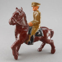Load image into Gallery viewer, Antique or Vintage Cast Iron Toy - 3" h - Soldier on a Brown Horse Figure
