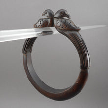 Load image into Gallery viewer, Antique or Vintage Hand Carved Wood Bird Bangle Bracelet Handmade Ethnic Animal Figural Jewelry