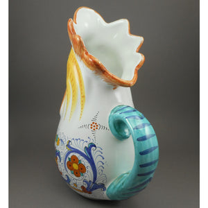 Excellent Vintage Cama Deruta Rooster Pitcher - 9.75" - Hand Painted Italian Art Pottery