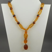 Load image into Gallery viewer, Vintage Czech Art Glass Jewelry Beaded Necklace - Brown, Amber, Gold, Round and Faceted Beads