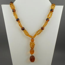 Load image into Gallery viewer, Vintage Czech Art Glass Jewelry Beaded Necklace - Brown, Amber, Gold, Round and Faceted Beads