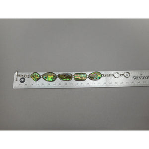 Vintage Lucas Lameth Abalone Shell and Sterling Silver Link Bracelet - Signed LUC 925