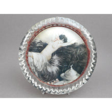 Load image into Gallery viewer, Vintage Glass Louis Icart Paperweight Art Deco Era Print - &quot; Fumee &quot; (Smoke), circa 1920 - Art Deco Era Nude - Woman Reclining - Hand Cast Glass