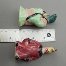Load image into Gallery viewer, Pair of Vintage Anthropomorphic Porcelain Animal Figurines - Chicken and Lizard Dressed in Robes - Hand Painted Ceramic Statues