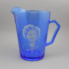 Load image into Gallery viewer, Excellent Vintage 1930s Shirley Temple Child&#39;s Milk Pitcher - Cobalt Blue Depression Glass by Hazel Atlas