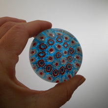 Load image into Gallery viewer, Vintage Art Glass Paperweight Millefiori Flower Canes Red White Turquoise
