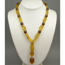 Load image into Gallery viewer, Vintage Czech Art Glass Jewelry Beaded Necklace - Brown, Amber, Gold, Round and Faceted Beads