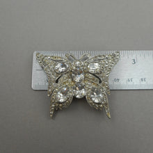 Load image into Gallery viewer, Large Vintage Art Deco Era Butterfly Dress Clip Brooch - Rhinestones Paste - Silver Pot Metal Setting