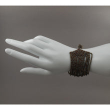 Load image into Gallery viewer, Vintage Artisan Hand Crafted Peyote Stitch Bead Bracelet - Bronze Brown Glass Seed Microbeads - Handmade Estate Jewelry
