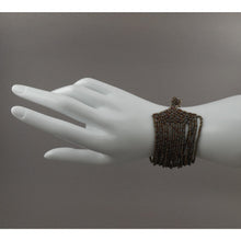 Load image into Gallery viewer, Vintage Artisan Hand Crafted Peyote Stitch Bead Bracelet - Bronze Brown Glass Seed Microbeads - Handmade Estate Jewelry