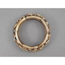 Load image into Gallery viewer, Vintage Carved Layered Cow Bone Bracelet - Elephant and Lion Figures - Large and Heavy Handmade Bangle