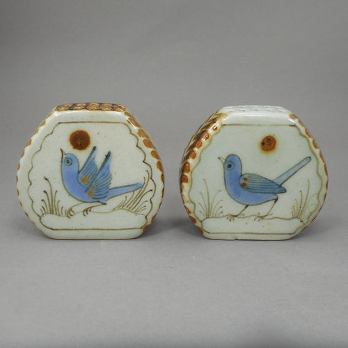 Vintage Ken Edwards Bird Design Salt and Pepper Shaker Set - Artisan Pottery Mexico