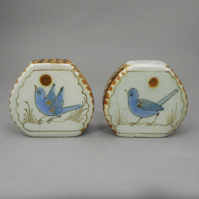 Vintage Ken Edwards Bird Design Salt and Pepper Shaker Set - Artisan Pottery Mexico
