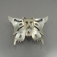 Load image into Gallery viewer, Large Vintage Art Deco Era Butterfly Dress Clip Brooch - Rhinestones Paste - Silver Pot Metal Setting