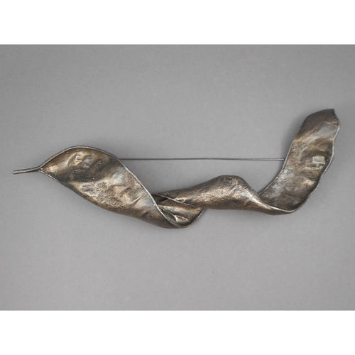 Silver and Copper Plated Brooch - Honey Locust Pod or Leaf - Lapel, Shawl or Cloak Pin - Signed JD, Artisan Crafted Jewelry