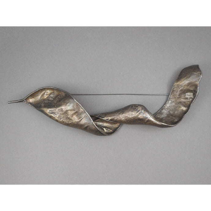 Silver and Copper Plated Brooch - Honey Locust Pod or Leaf - Lapel, Shawl or Cloak Pin - Signed JD, Artisan Crafted Jewelry