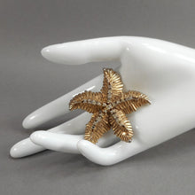 Load image into Gallery viewer, Vintage 1950s HAR Hargo USA Starfish Brooch - Large Rhinestone, Gold Tone Signed American Designer Pin - Estate Costume Jewelry Collection