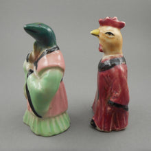 Load image into Gallery viewer, Pair of Vintage Anthropomorphic Porcelain Animal Figurines - Chicken and Lizard Dressed in Robes - Hand Painted Ceramic Statues