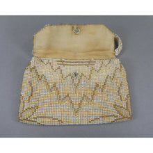 Load image into Gallery viewer, Antique VIntage Art Deco Era Beaded Evening Purse - Circa 1920 / 1930 - White Czech Glass Seed Beads Czechoslovakia